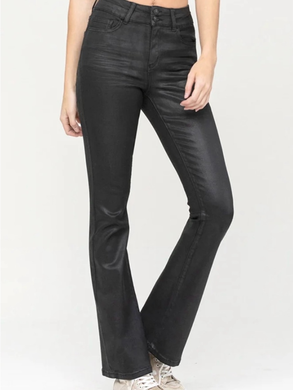 Women’s Black Coated Flared Jeans